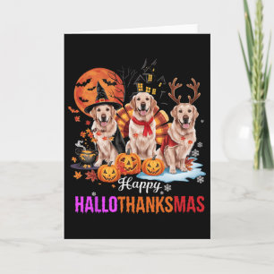 Cartão Retriever Dourado Feliz Hallothanksmas Dia das Bru