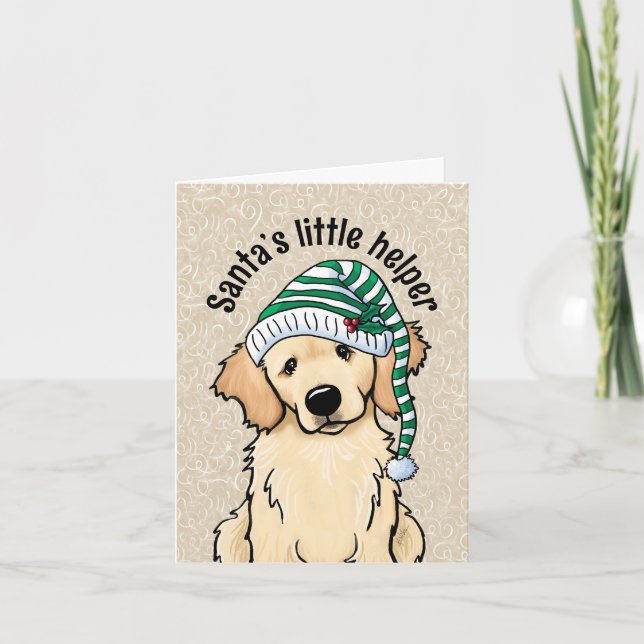 Cartão Retriever Ouro de Natal (Frente)