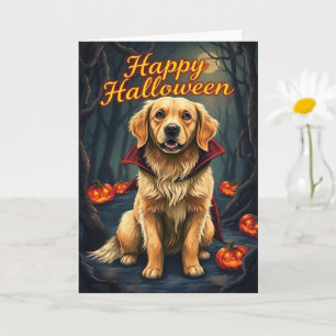 Cartão Retriever ouro no Cachorro Corajoso do Chapéu das