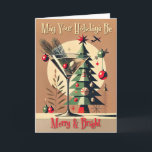 Cartão Retro 50s Jet Set Christmas Tree Martini<br><div class="desc">Welcome to my Mid Century Fantasy World! Designs in this store are born of growing up in a Mid Century home complete with Martini loving parents.  Break out the cocktails.  Merging fact with fantasy within Mid Century Modern,  Jazz,  Retro Futuristic,  Atomic and Space Age Designs.</div>