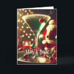 Cartão Retro 50s Santa Christmas Green Martini<br><div class="desc">Welcome to my Mid Century Fantasy World! Designs in this store are born of growing up in a Mid Century home complete with Martini loving parents.  Break out the cocktails.  Merging fact with fantasy within Mid Century Modern,  Jazz,  Retro Futuristic,  Atomic and Space Age Designs.</div>