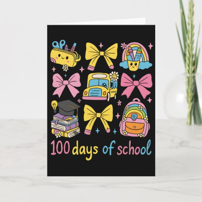 Cartão Retro 67 Days Of School Pastel Pencil Student (Frente)