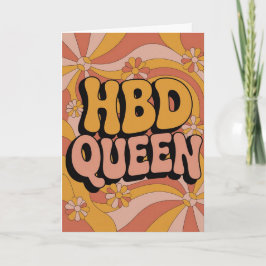 Cartão Retro 70s Groovy HBD Queen Birthday Card for Her