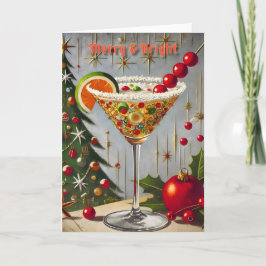Cartão Retro Anos 50 Coquetel de Doces de Natal Alegre e 