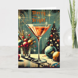 Cartão Retro anos 50 Merry & Bright Christmas Martini