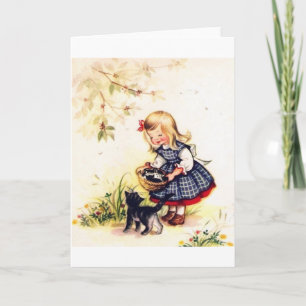 Cartão Retro Basket Of Kittens Note Card