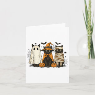 Cartão Retro Black Cat Wity Scareen Halloween Pumpkin Mul