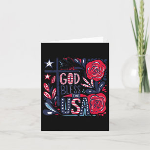 Cartão Retro Boho Floral Deus abençoe 4.º Cristão dos Est