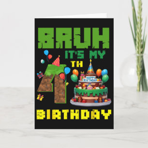 Cartão Retro Bruh É Meu 4º Aniversário Bolo Pixel Gamer 4