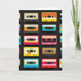 Cartão Retro Cassette Tape Pattern – Vintage Music 