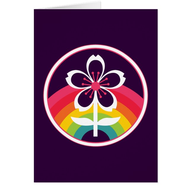 Cartão retro cereja florescente (Frente)