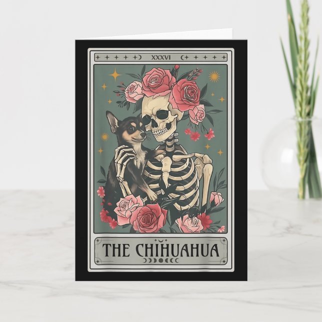 Cartão Retro Chihuahua Dog Lover The Moon Halloween , Wom (Frente)