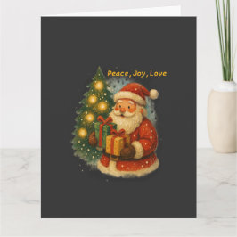 Cartão “Retro Christmas Greeting Card – Santa with Gifts”