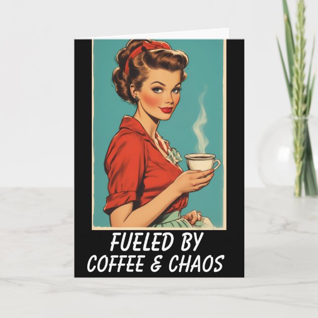 Cartão RETRO COFFEE HOUSEWIFE BLANK Greeting Card (Frente)