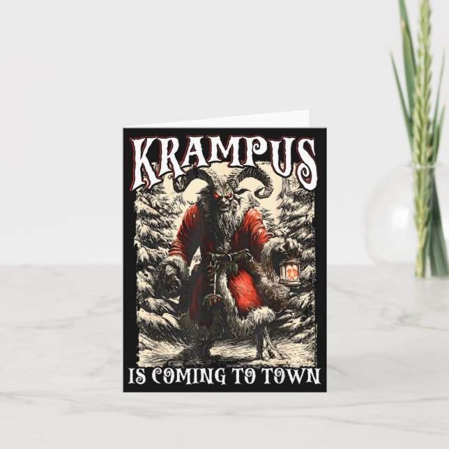 Cartão Retro Creepmas Krampus Is Coming To Town Dark Humo (Frente)