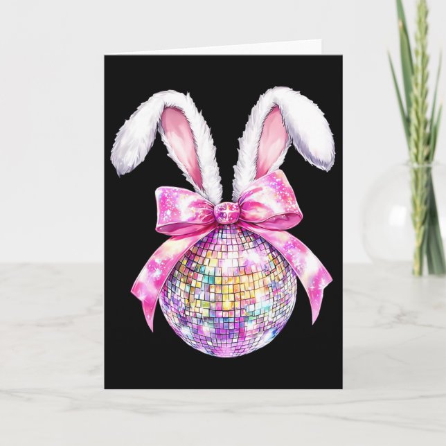 Cartão Retro Disco Ll Bunny Laço Coquete Páscoa Meninas (Frente)