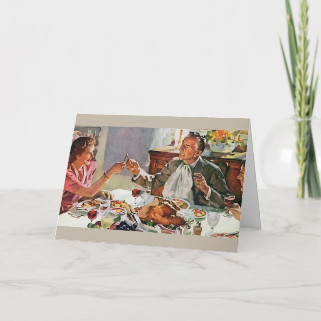 Cartão retro do comensal da acção de graças (Frente)