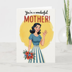 Cartão Retro do Dia das Mães Maravilhoso