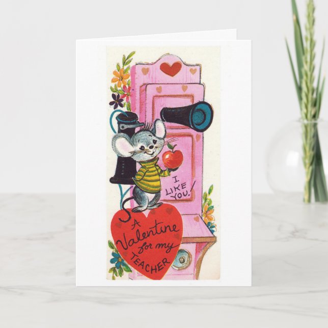 cartão retro do feriado dos namorados do professor (Frente)