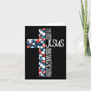 Cartão Retro Ela Ama Jesus E a América Também 4 De Julho