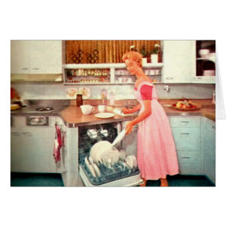 Cartão Retro Familiar em Cozinha
