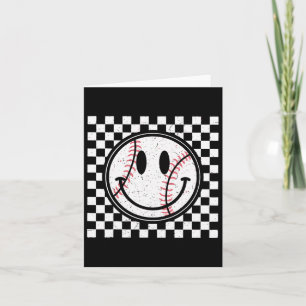 Cartão Retro Feliz Jogo do Rosto Padrão de Baseball F