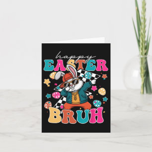 Cartão Retro Felz pascoa Bruh Cute Bunny Dabbing Toddler