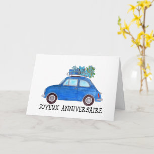 Cartão Retro Fiat 500 de aniversário francês