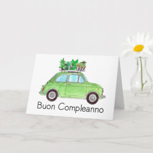 Cartão Retro Fiat 500 de aniversário italiano