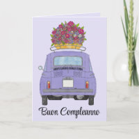 Cartão Retro Fiat 500 de Aniversário Italiano