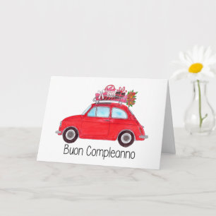 Cartão Retro Fiat 500 de aniversário italiano