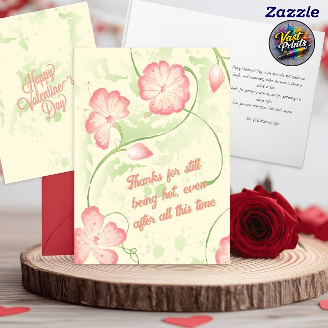 Cartão Retro Floral Funny Husband Valentine's Day (Retro Floral Funny Husband Valentine's Day Card)