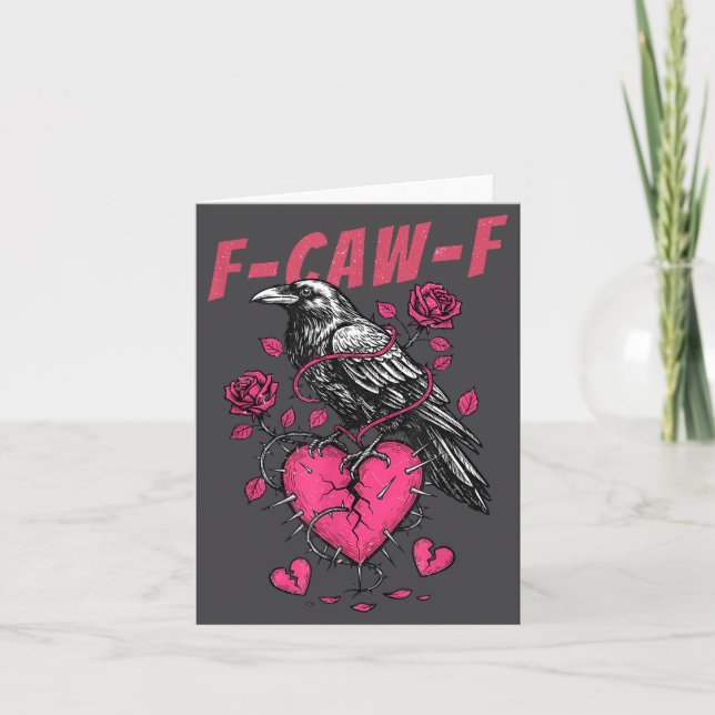 Cartão Retro Floral Heart Raven F-caw-f Anti Valentin's D (Frente)