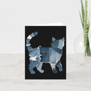 Cartão Retro Funny Denim Patch Animal Cat