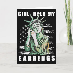 Cartão Retro Garota Segure Meus Brincos Anti-trump Políti