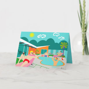 Cartão Retro Gay Pool Party Greeting Card
