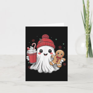 Cartão Retro Ghost Beanie Natal Férias Natal Café G