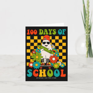 Cartão Retro Groovy 100 Dias De Professores Crianças Ghos