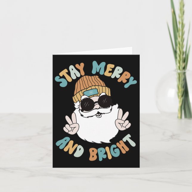 Cartão Retro Groovy Feliz de Natal Fique Brilhante Papais (Frente)