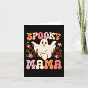 Cartão Retro Groovy Halloween Ghost Spooky Mama Costume