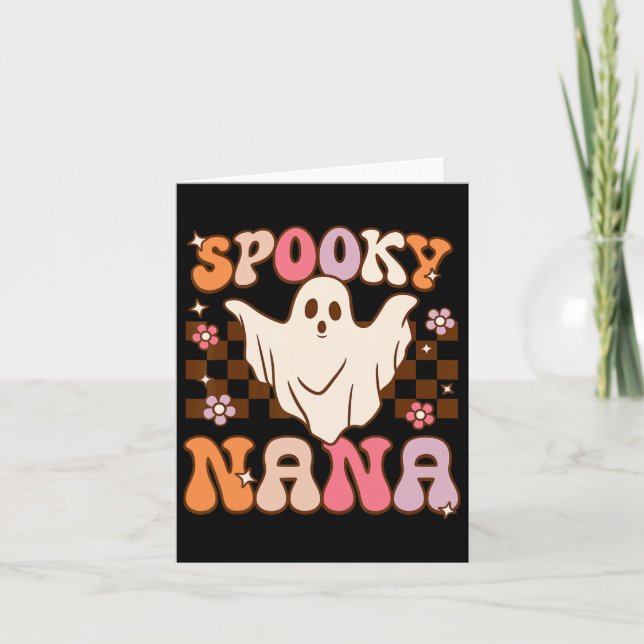 Cartão Retro Groovy Halloween Ghost Spooky Nana Costume (Frente)
