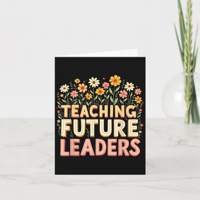 Cartão Retro Groovy Teaching Future Leaders Tees Flower P (Frente)