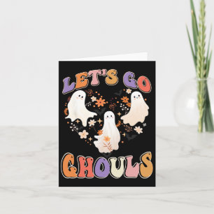 Cartão Retro Groovy Vamos Go Ghouls Diversão Casais de Ha