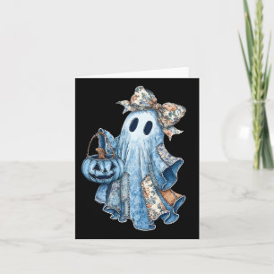Cartão Retro Halloween Fantasma Denim Arco Homens