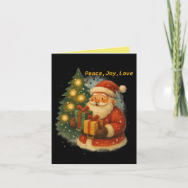 Cartão “Retro Holiday Greeting Card – Santa & Gifts”