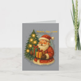 Cartão “Retro Holiday Greeting Card – Santa & Gifts”