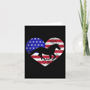 Cartão Retro Horse American Flag Heart 4 De Julho Usa Pa
