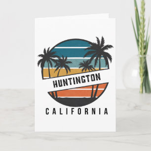 Cartão Retro Huntington Beach Califórnia Prancha de Surfe
