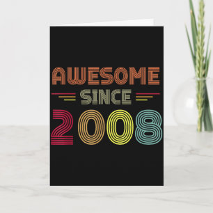 Cartão Retro Incrível Desde 2008 14º Aniversário Nascido 