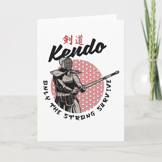 Cartão Retro Japonês Kendo - Apenas a Forte Sobrevive (Frente)
